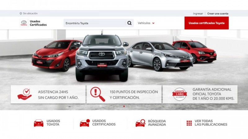 Nuevo sitio web de Toyota Argentina de vehículos usados
